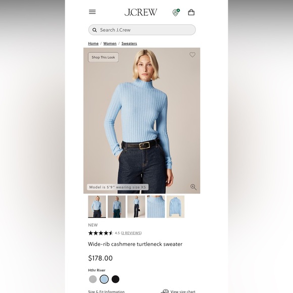 Light Blue Wide Ribbed Mockneck Sweater - Picture 8 of 8